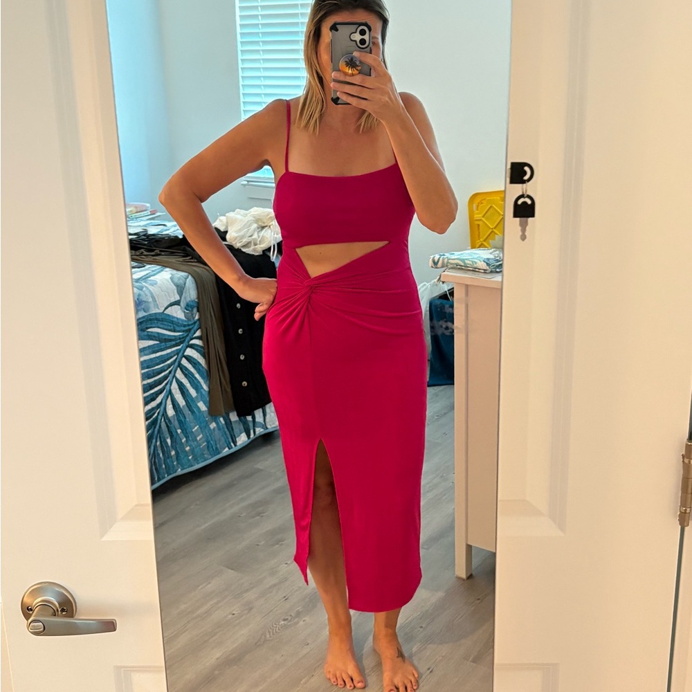 Elegant Pink Midi Dress
